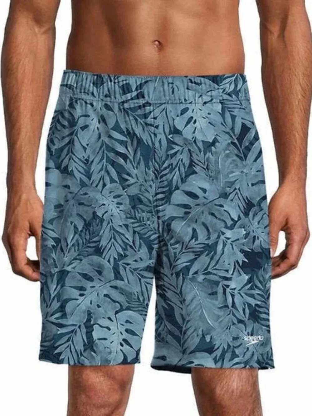 Speedo | Men's Tech Volley Swim Short in a blue leaf pattern | Size Medium